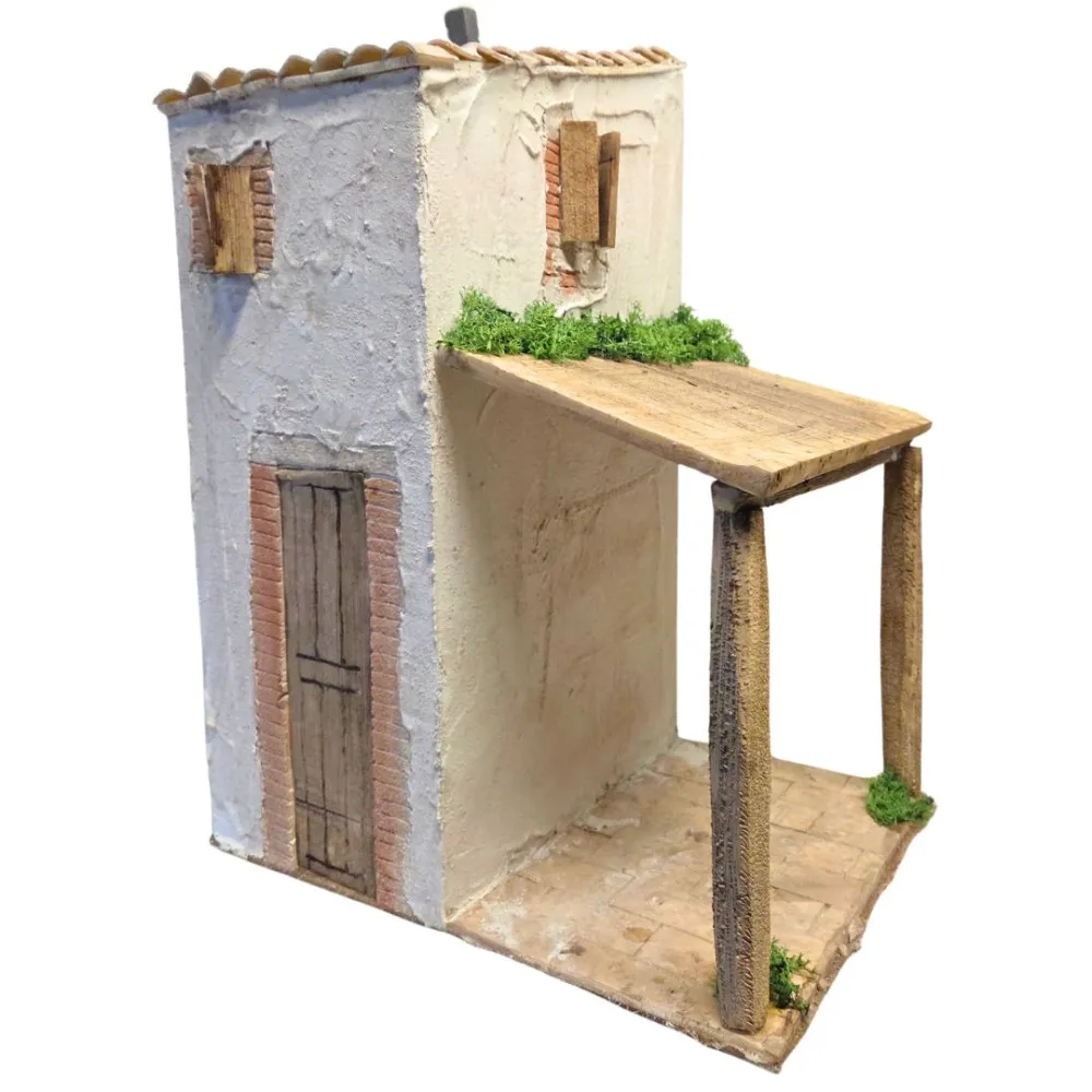 Casa popolare con portico in polistirene per statue da 20 cm