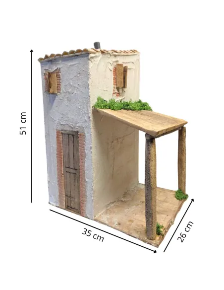 Casa popolare con portico in polistirene per statue da 20 cm