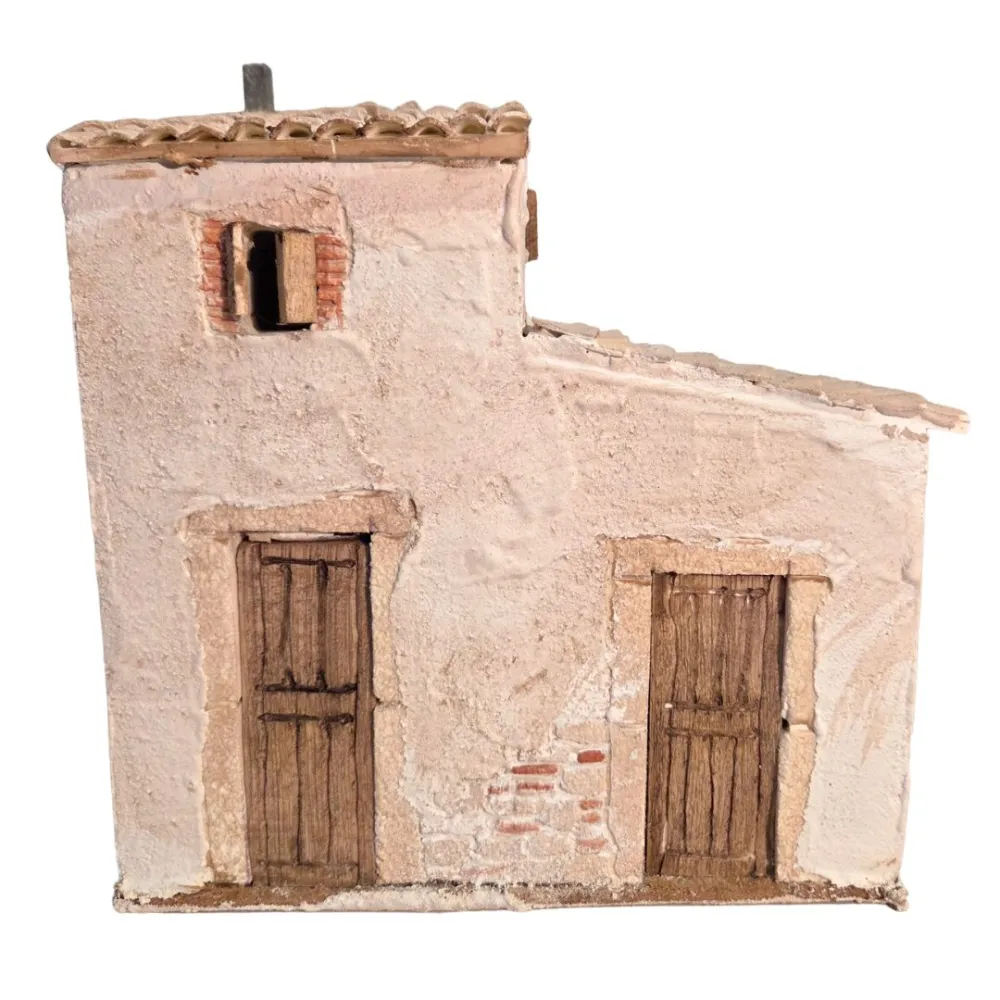Casa popolare con doppia porta in polistirene per statue da 10 cm