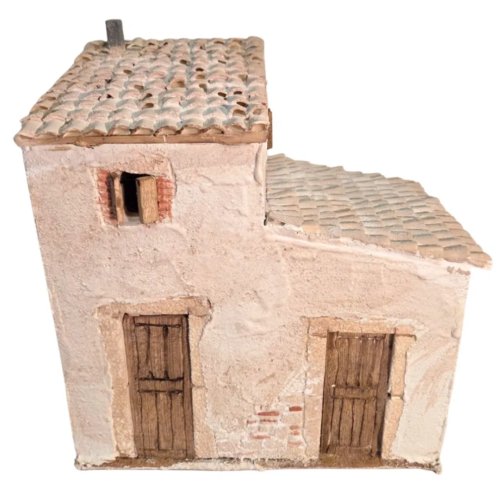 Casa popolare con doppia porta in polistirene per statue da 10 cm