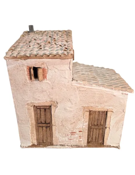 Rustic village house with double door in polystyrene for 10 cm nativity figures