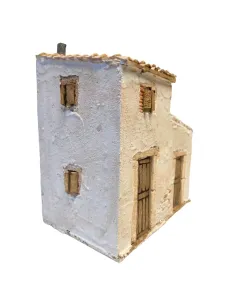 Rustic village house with double door in polystyrene for 20 cm nativity figures