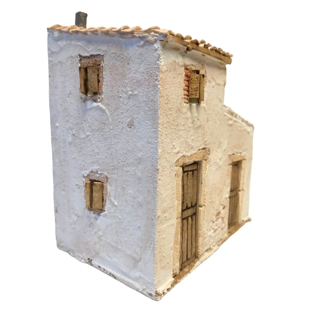 Rustic village house with double door in polystyrene for 20 cm nativity figures