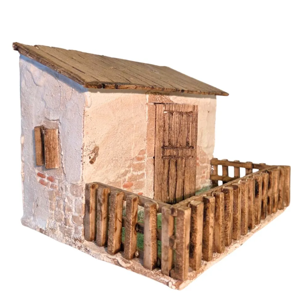 Ovile con recinto in polistirene per statue da 10 cm