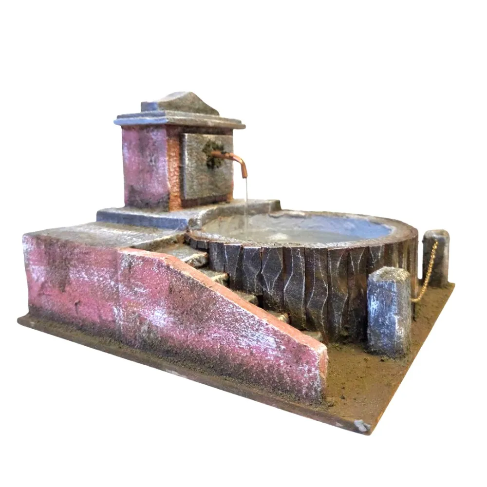 Round village square fountain for 12–15 cm nativity figures