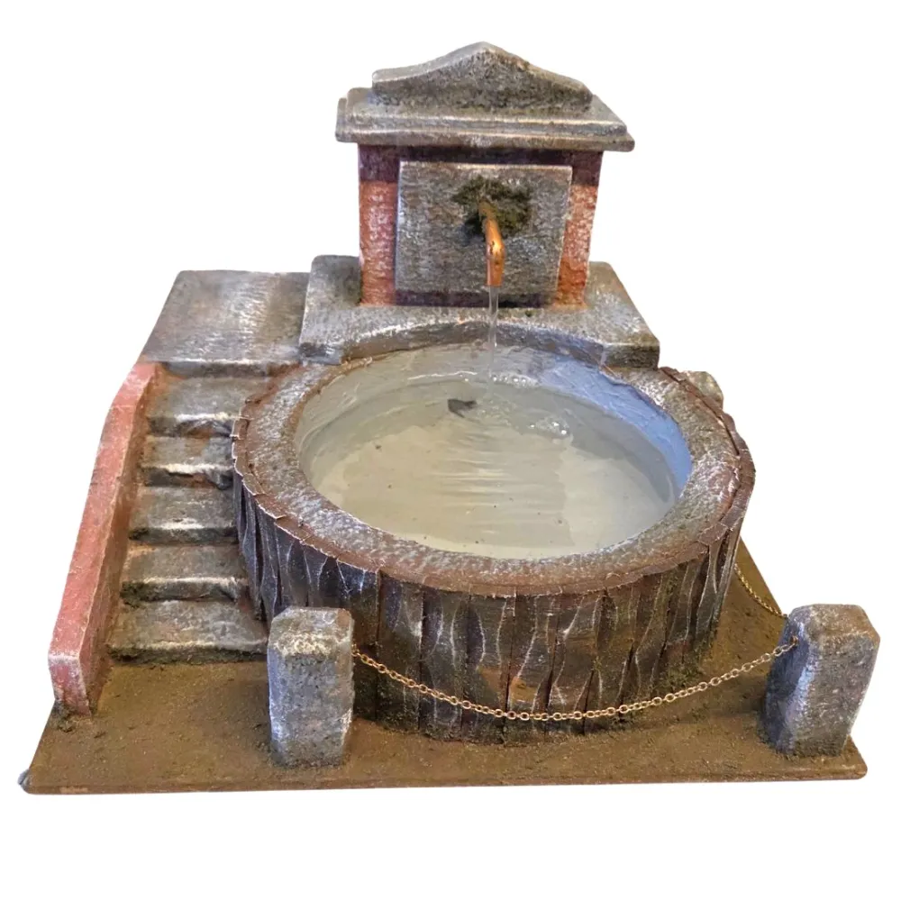 Round village square fountain for 12–15 cm nativity figures