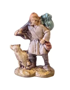 Terracotta traveler with dog – 3 cm