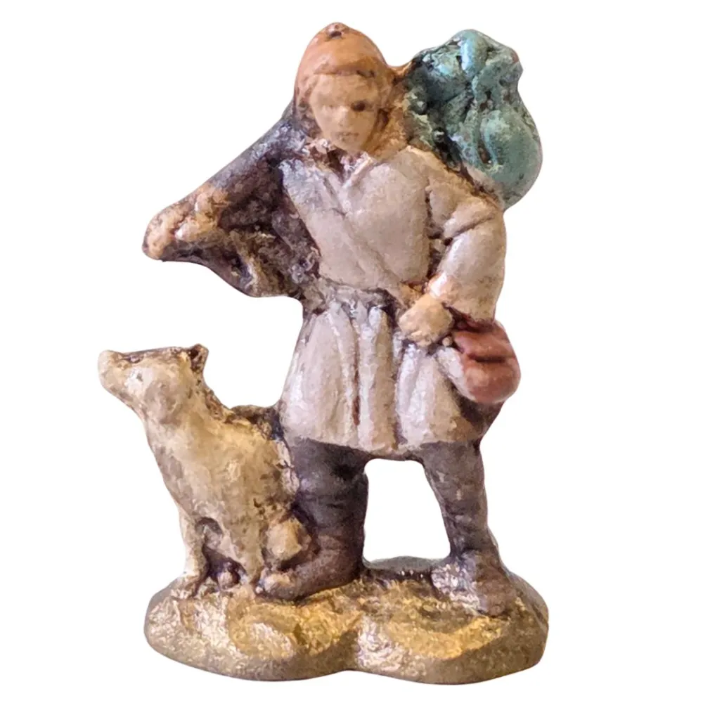 Viandante con cane in terracotta 3 cm