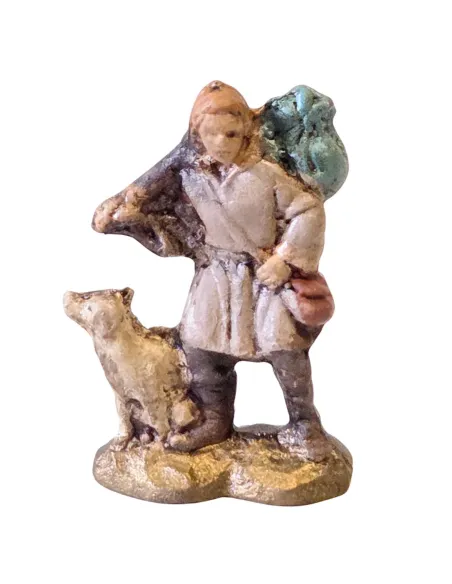 Terracotta traveler with dog – 3 cm