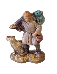 Viandante con cane in terracotta 3 cm 2