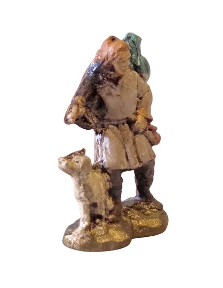 Viandante con cane in terracotta 3 cm