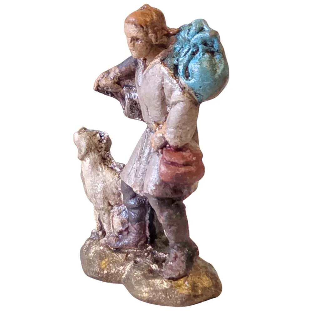 Viandante con cane in terracotta 3 cm