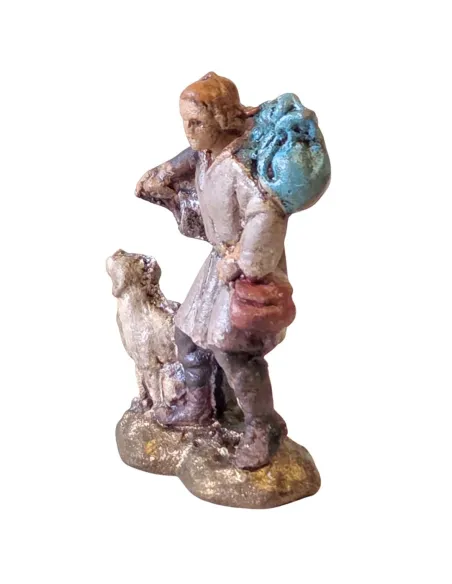 Viandante con cane in terracotta 3 cm