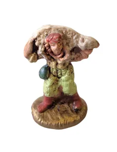 Terracotta traveler with sheep on shoulder – 3 cm 2