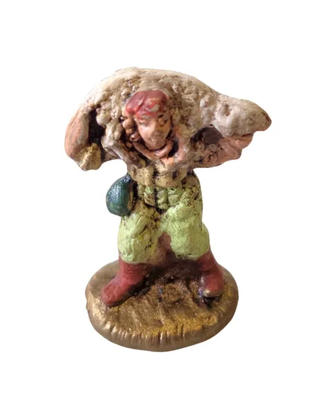 Viandante con pecora in  spalla in terracotta 3 cm