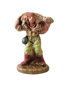 Viandante con pecora in  spalla in terracotta 3 cm