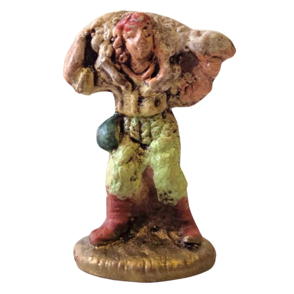 Terracotta traveler with sheep on shoulder – 3 cm