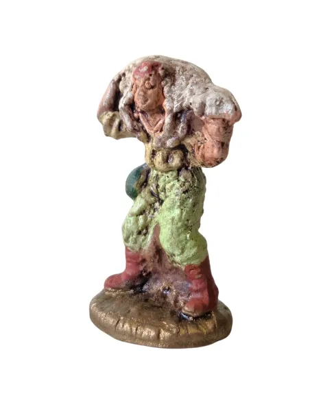 Terracotta traveler with sheep on shoulder – 3 cm