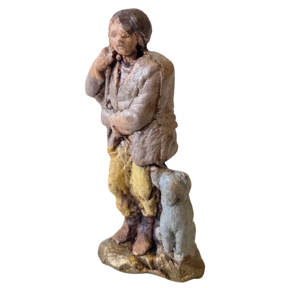 Terracotta shepherd with dog – 3 cm