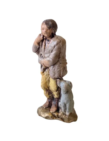 Pastore con cane in terracotta 3 cm