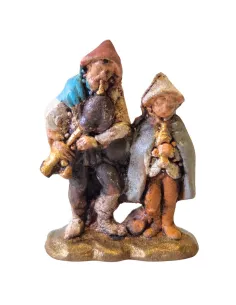 Zampognaro con bambino in terracotta 3 cm