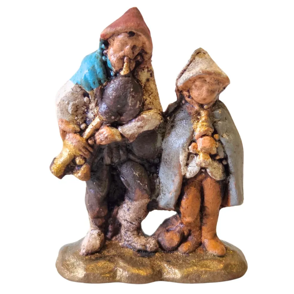 Zampognaro con bambino in terracotta 3 cm