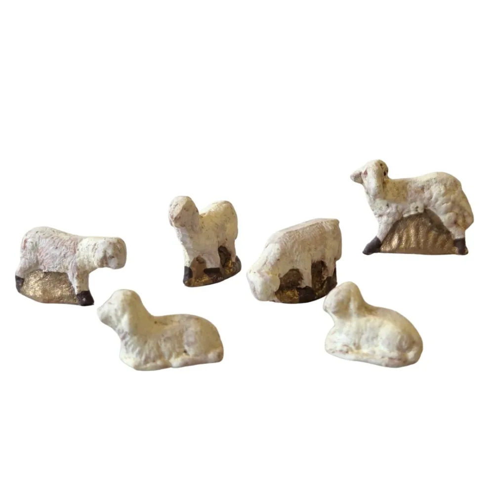 Set 6 pecore in terracotta per statue da 3 cm