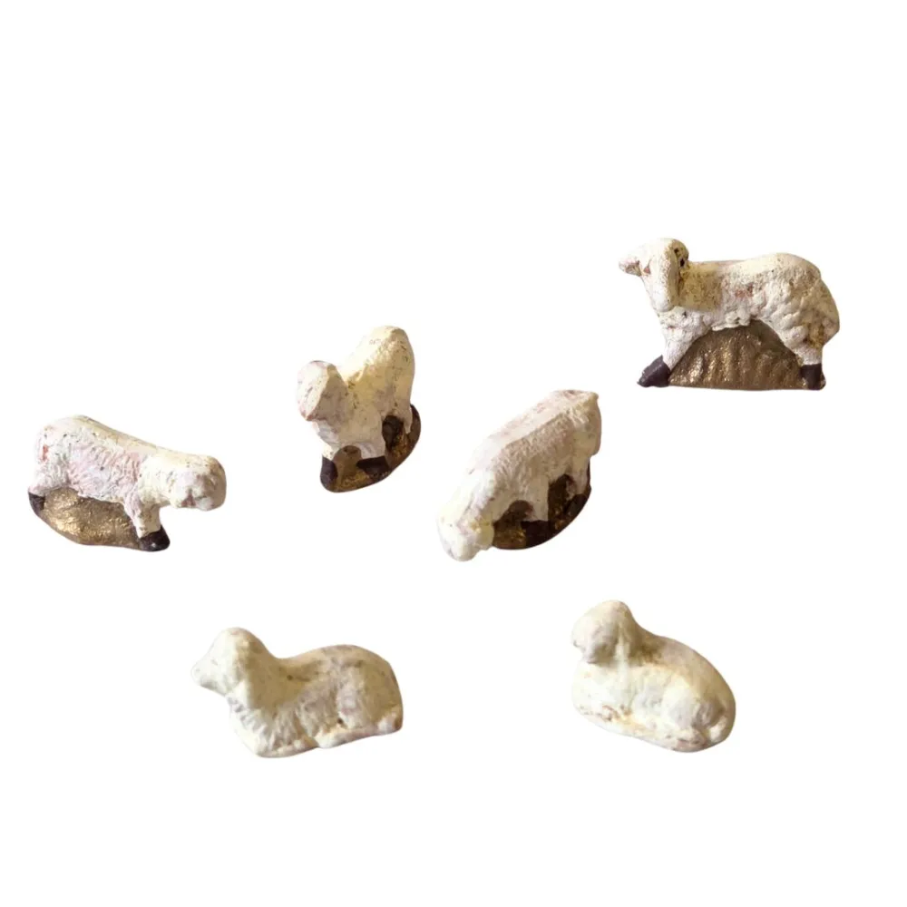 Set 6 pecore in terracotta per statue da 3 cm