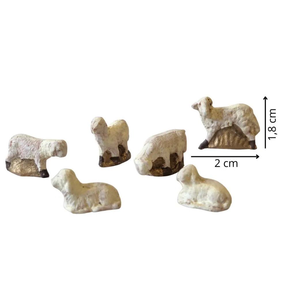Set of 6 terracotta sheep for 3 cm nativity figures