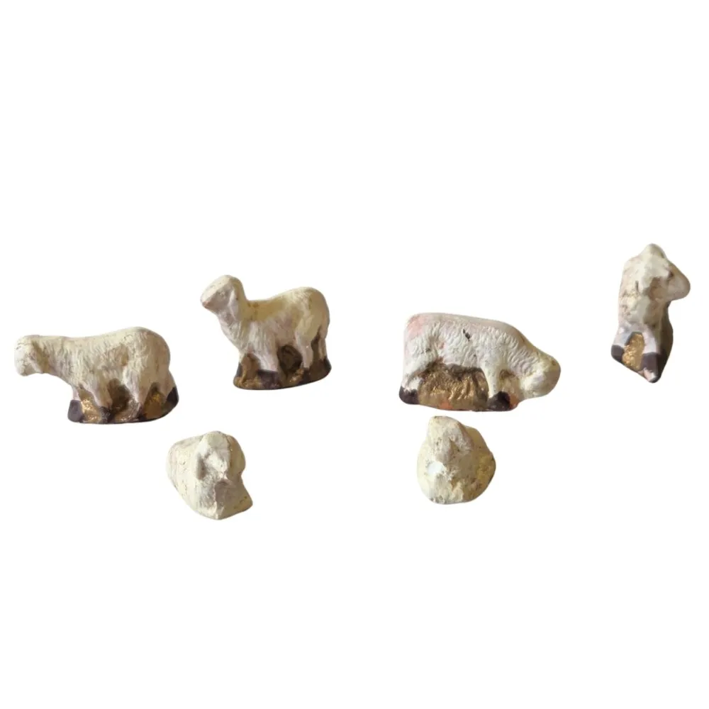 Set 6 pecore in terracotta per statue da 3 cm