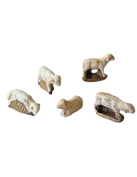 Set 5 pecore in terracotta per statue da 5 cm