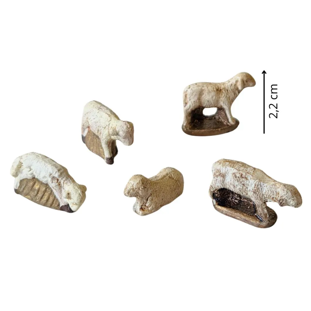 Set of 5 terracotta sheep for 5 cm nativity figures
