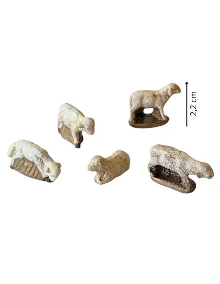 Set of 5 terracotta sheep for 5 cm nativity figures