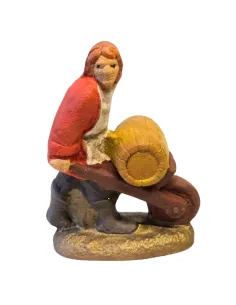 Uomo con carriola in terracotta 5 cm