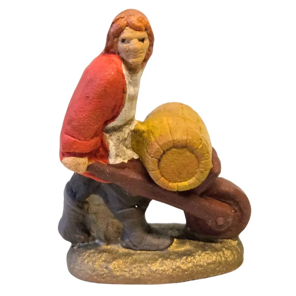 Terracotta man with wheelbarrow – 5 cm