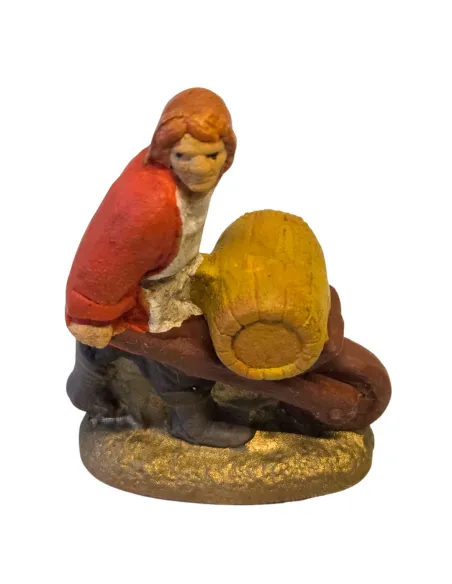 Terracotta man with wheelbarrow – 5 cm