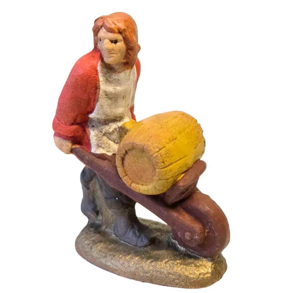 Terracotta man with wheelbarrow – 5 cm