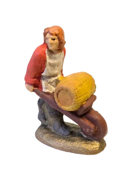 Terracotta man with wheelbarrow – 5 cm