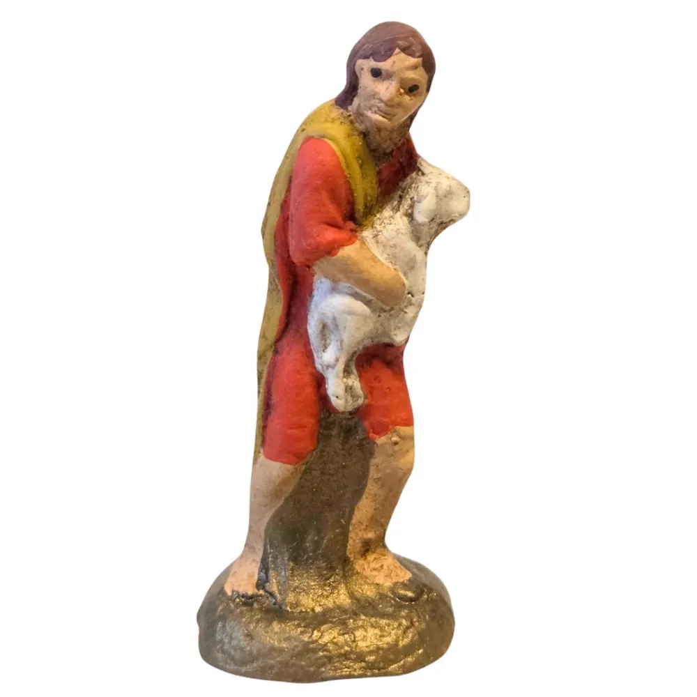 Terracotta shepherd with lamb – 5 cm