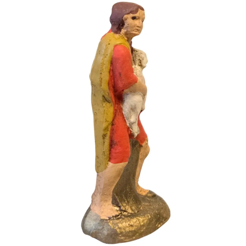 Terracotta shepherd with lamb – 5 cm