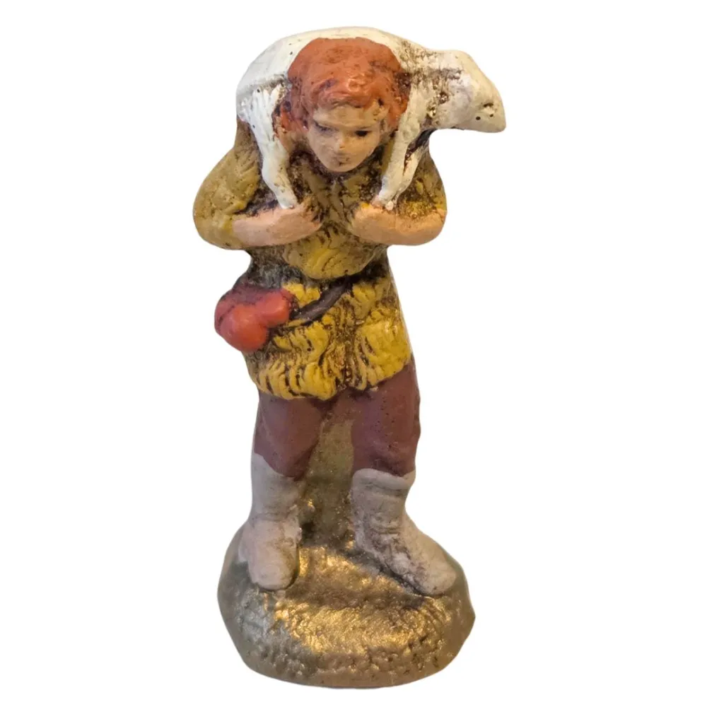Pastore con agnello in spalla in terracotta 5 cm