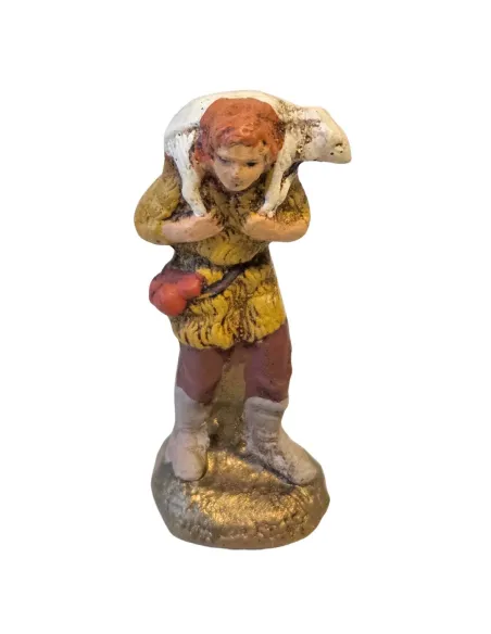 Terracotta shepherd with lamb on shoulder – 5 cm