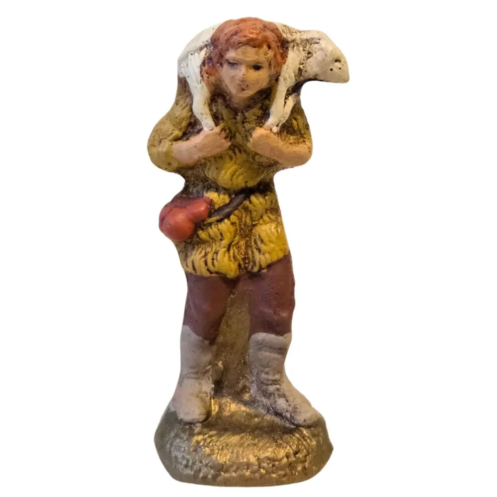 Pastore con agnello in spalla in terracotta 5 cm