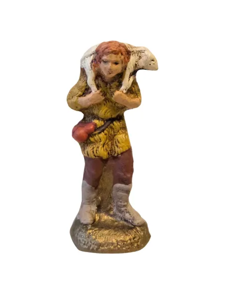 Pastore con agnello in spalla in terracotta 5 cm