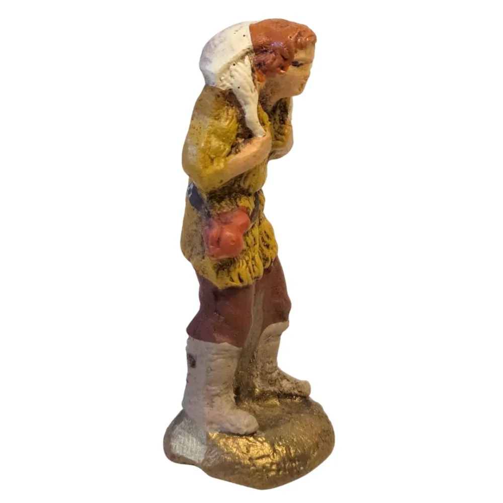 Pastore con agnello in spalla in terracotta 5 cm