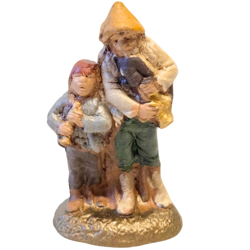 Terracotta bagpiper with child – 5 cm