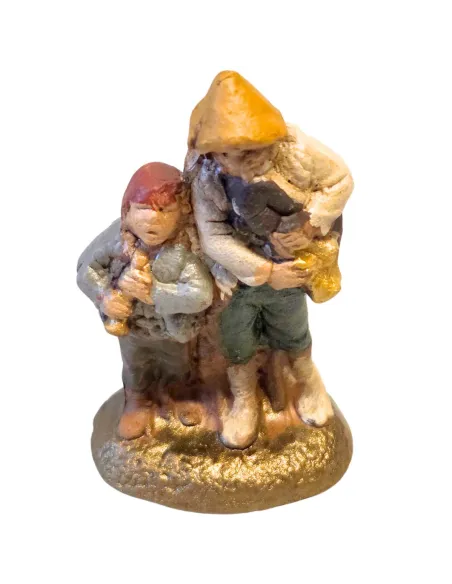 Terracotta bagpiper with child – 5 cm
