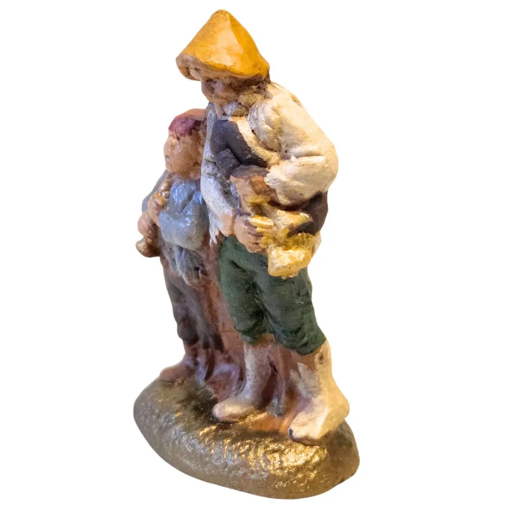 Terracotta bagpiper with child – 5 cm