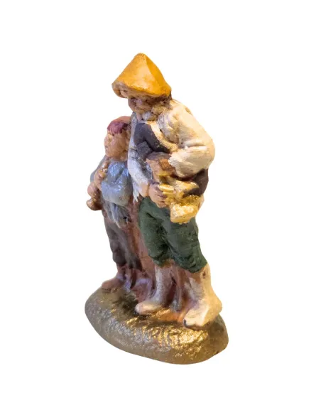 Zampognaro con bambino in terracotta 5 cm