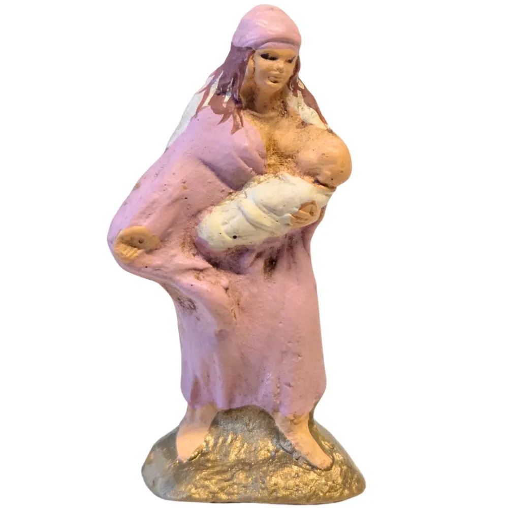 Terracotta woman holding baby – 5 cm